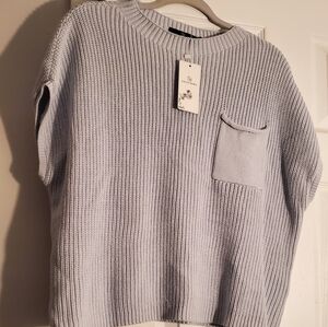 Illusory light Lavender /Gray Knit Sweater with Pocket NWT